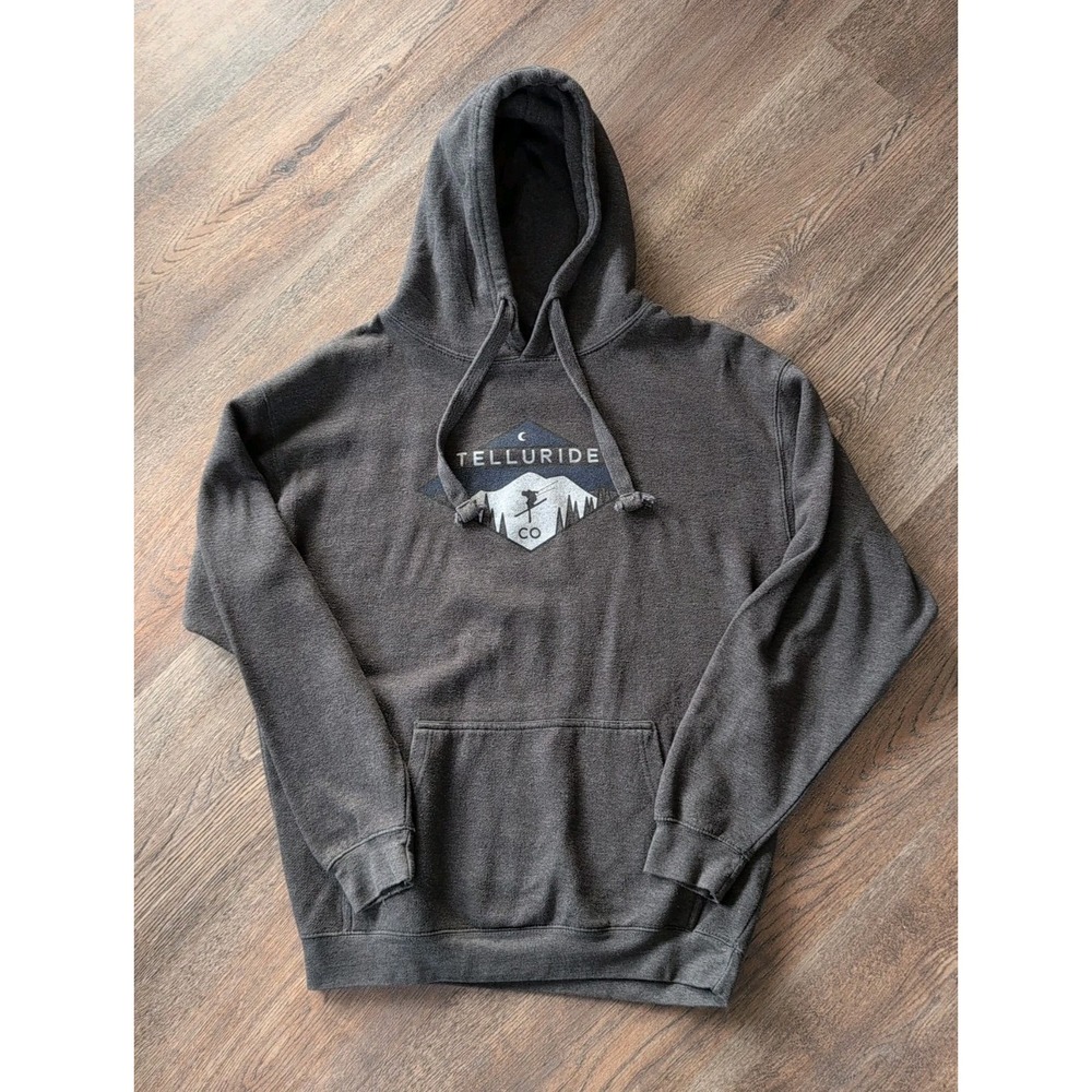 Ouray Sportswear Telluride Colorado Skier Hoodie Charcoal Gray Large 31015